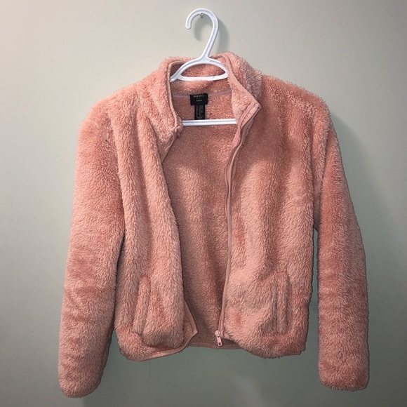 Furry Pink Zip Up Sweater - Picture 2 of 4